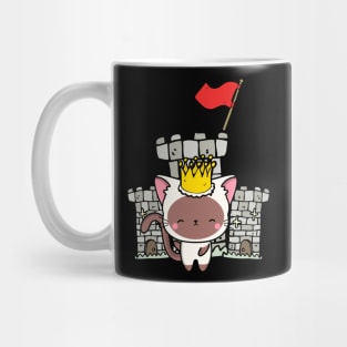 Funny white cat is the king of the castle Mug